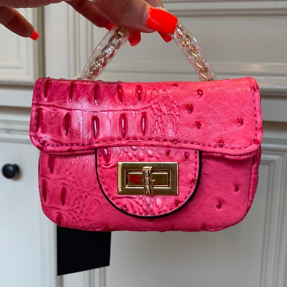 Very small pink animal skin purse (VEGAN)